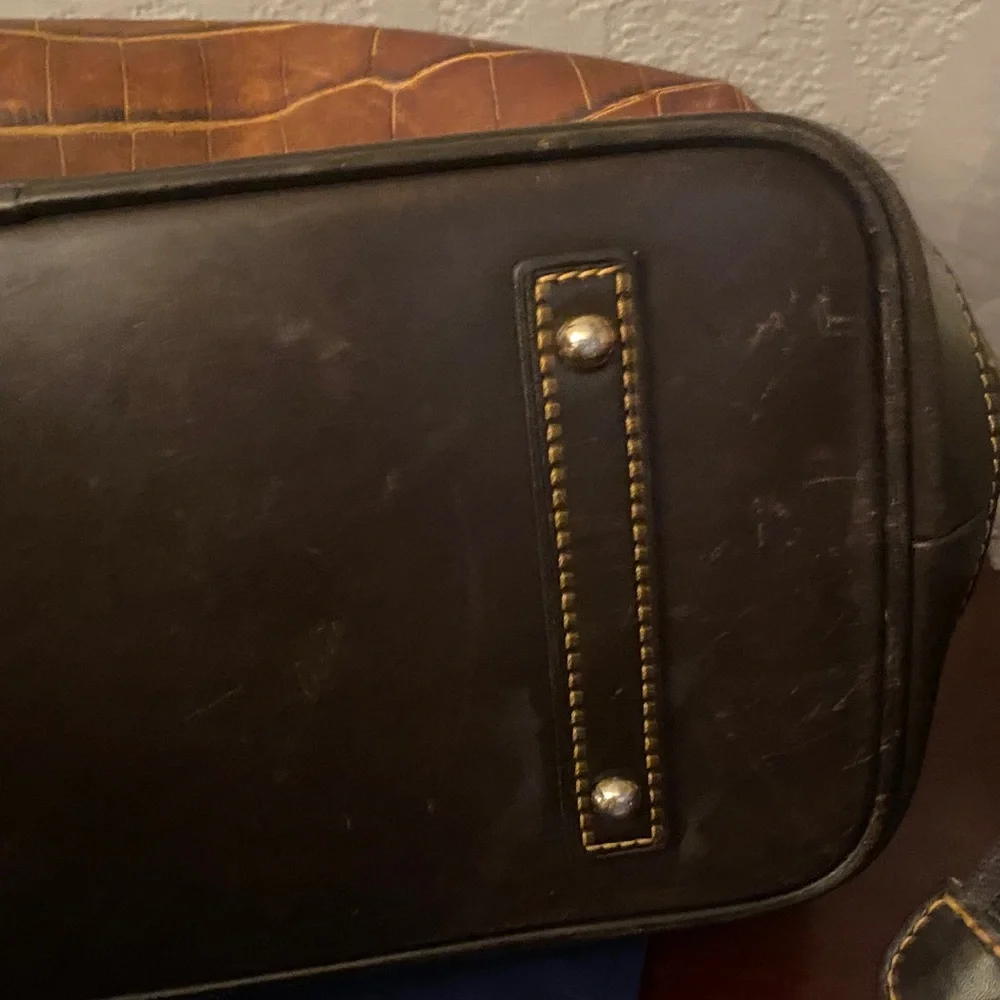 Dooney & Bourke Dark Brown Croc-Embossed Hobo Bag Set